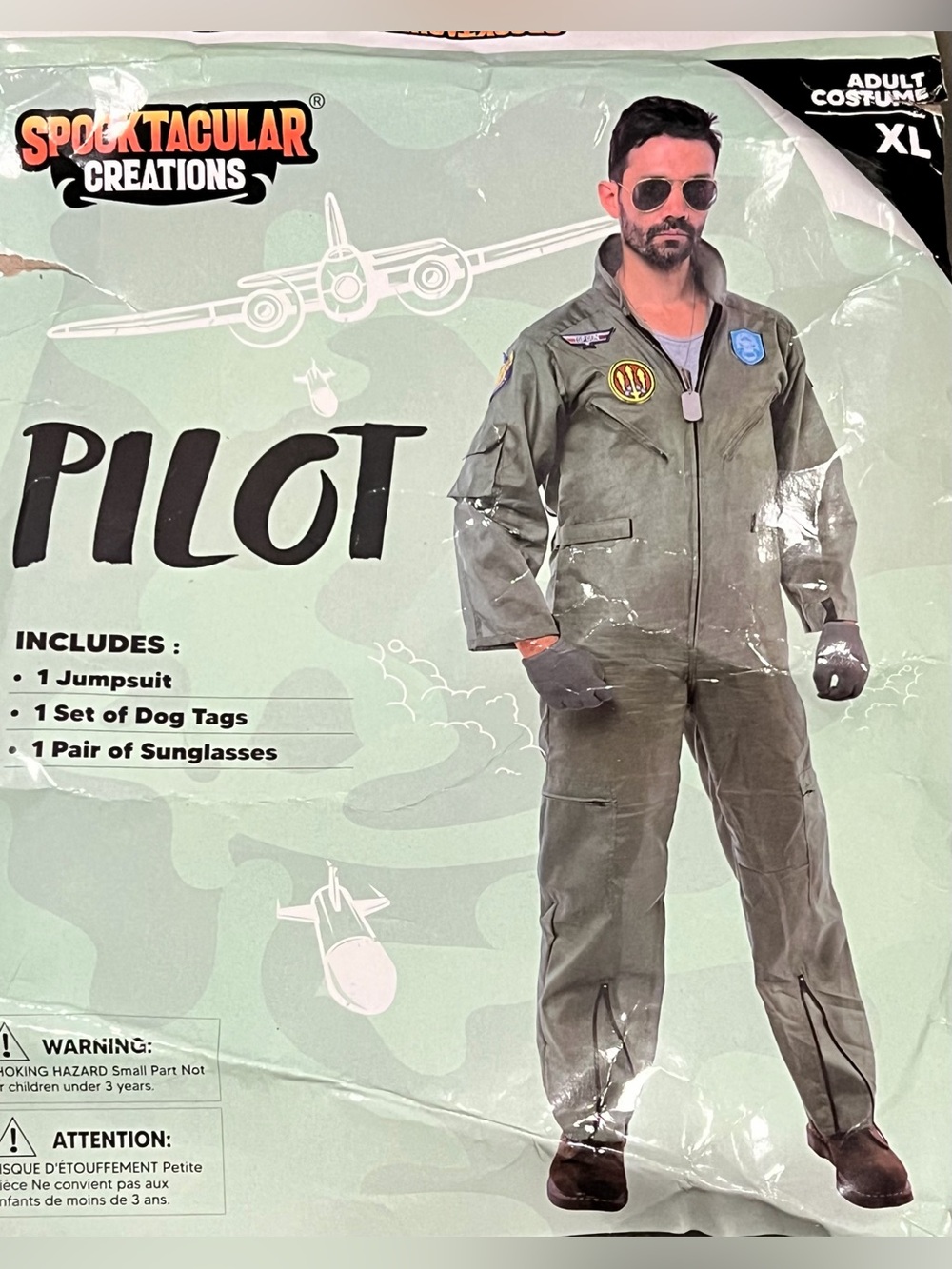Spooktacular Creations Unisex Adult Pilot Top Gun Costume XL Air Force EUC